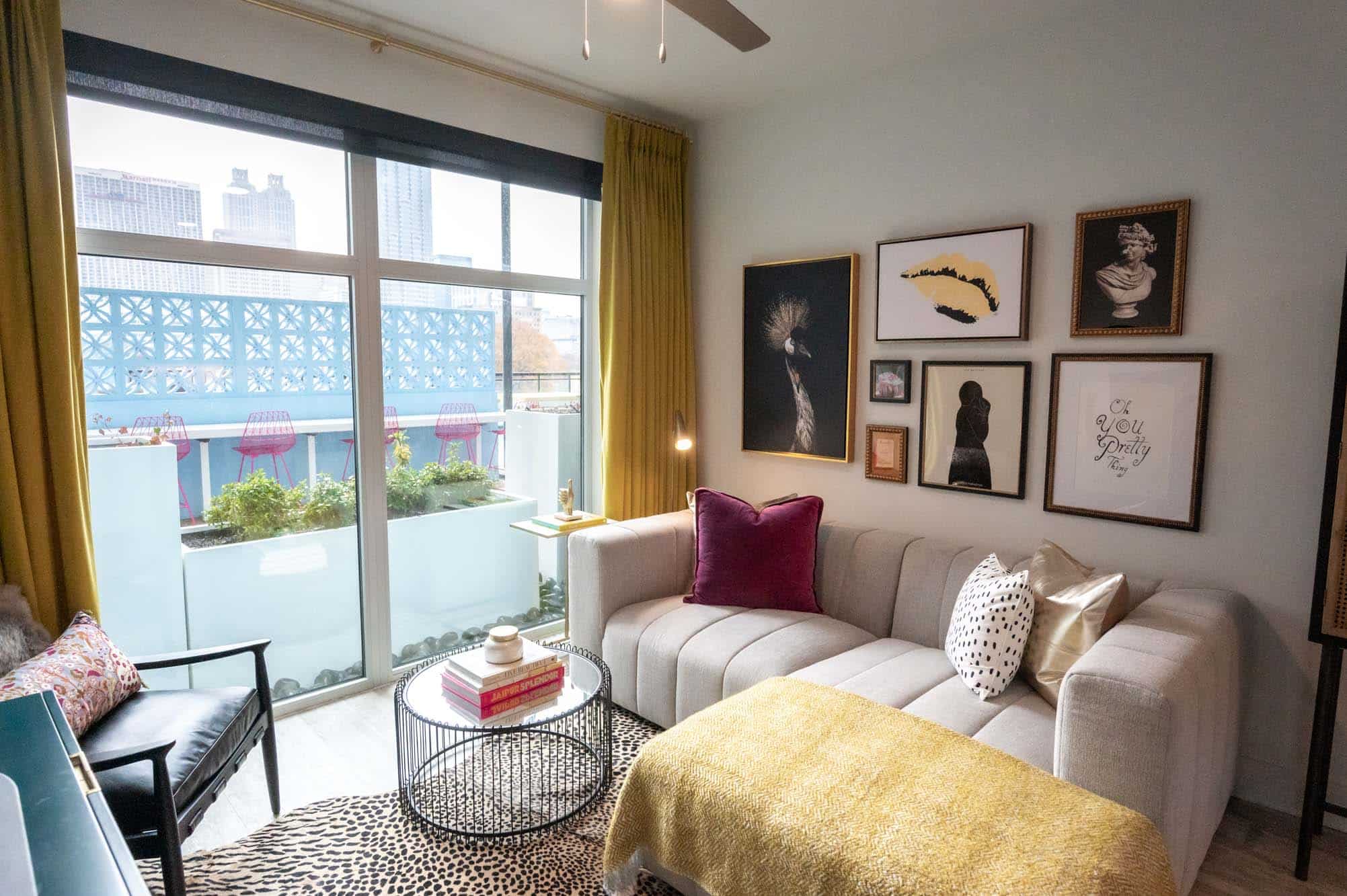 Furnished living room with couch and chairs